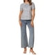 thumbnail image 2 of BLUSA DE BOTONES PARA MUJER CHIC INSPIRE CON MANGAS CORTAS Y PUFF, CUELLO CAÍDO, ESTAMPADO FLORAL, ALGODÓN, TAMAÑO L, AZUL CLARO, 2 of 5