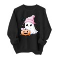 thumbnail image 2 of Trikvn Women's Halloween Sweatshirts Cute Ghost Pumpkin Graphic Pullover Tops Casual Long Sleeve Crewneck Fall Clothes Loose Fit Novelty Holiday Party Shirts, 2 of 6