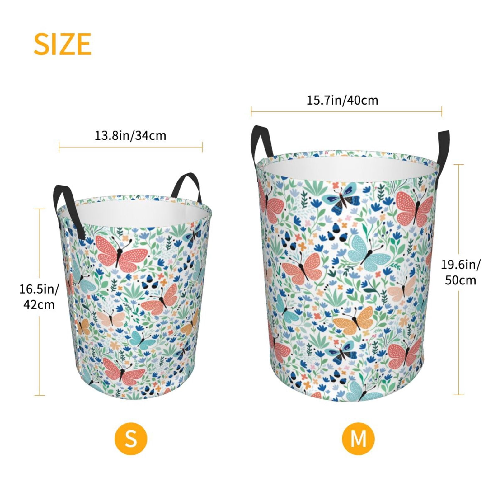 Large Laundry Basket with Handles - Butterflies A Kids Baby Dirty Clothes Laundry Hamper for Bedroom Aesthetic