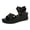 Black, variant on Women's Wedge Platform Sandals Leather Dressy Comfortable Slip on Summer Open Toe Ankle Strap Buckle Dress Heeled Shoes Gold Size 8.5