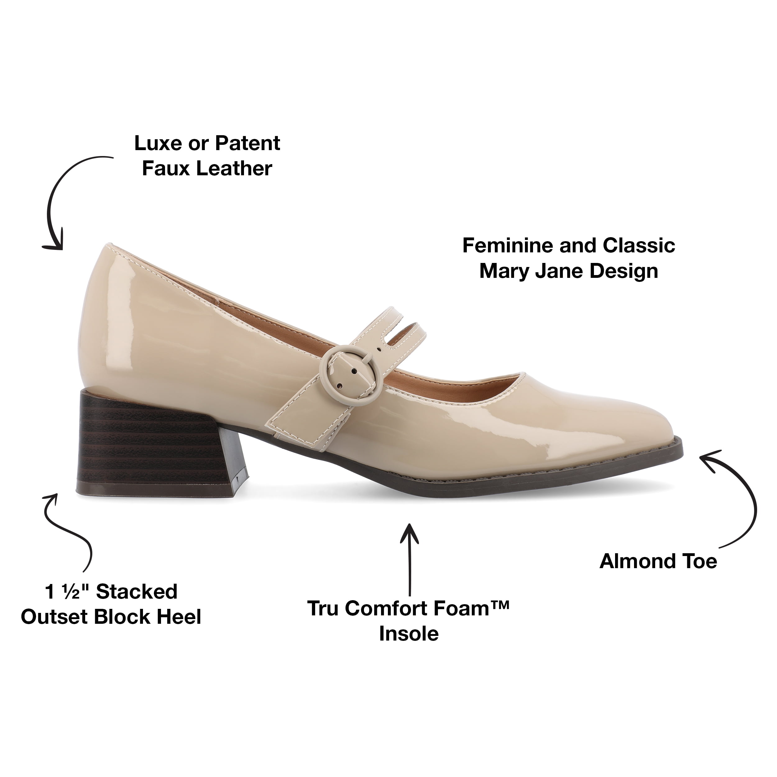 Journee Womens Savvi Faux Leather Mary Jane Pumps