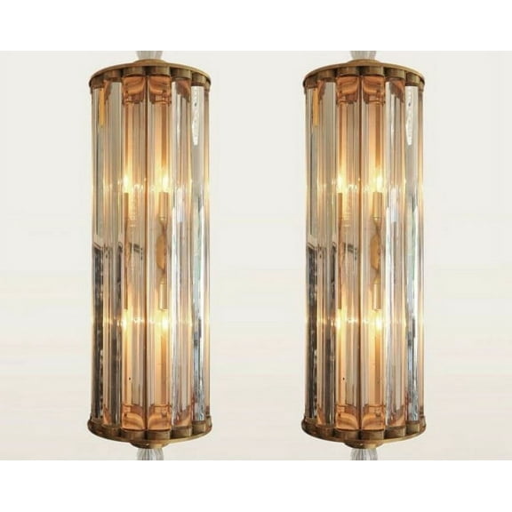 Antique Vintage Old Art Decor Brass & Glass Rod Ship Light Wall Scone Lamp