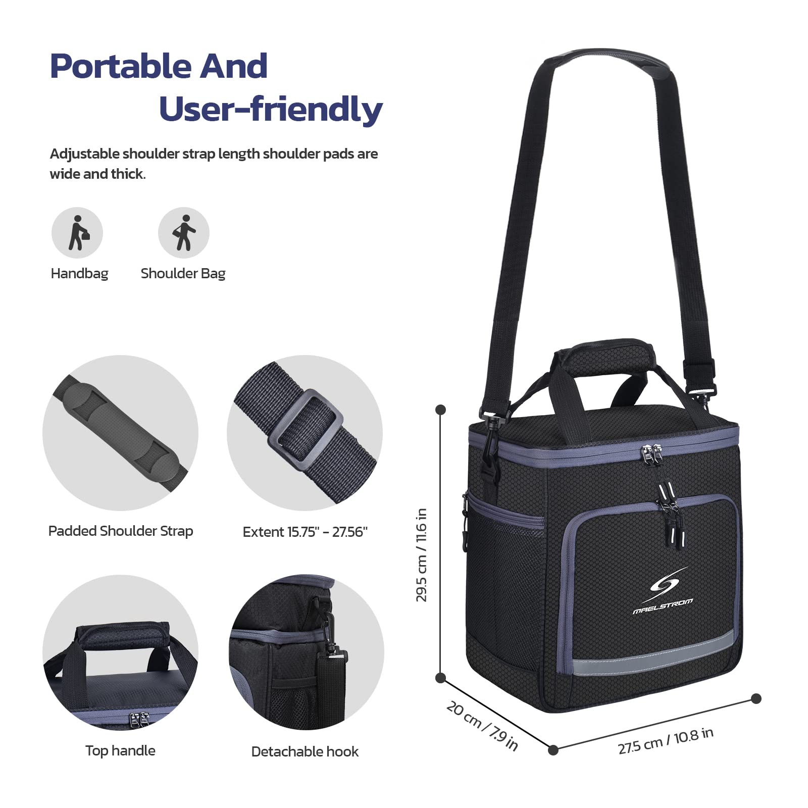 Maelstrom Lunch Box for Men,Insulated Lunch Bag Women/Men,Leakproof Lunch Cooler Bag, Lunch Tote Bag