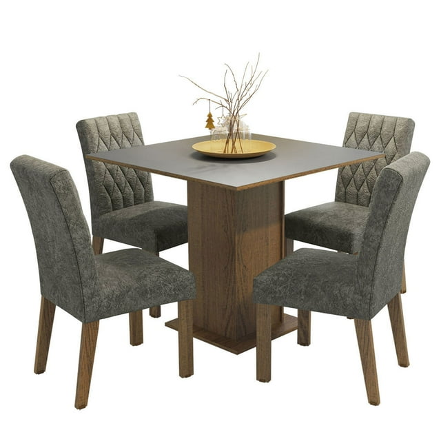 Juego de Comedor Madesa Livia Mesa con Tablero de Madera 4 Sillas Marrón/Gris/Plata