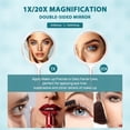 thumbnail image 3 of OMIRO 10.5'' x 5.7'' Round Handheld Face Mirror with Handle, Double-Sided, 1x/20x Magnification, Transparent White, 3 of 5