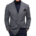 thumbnail image 1 of Chaqueta de traje de hombre de corte ajustado, color gris, talla 3XL, cuello de solapa, cierre de botones, manga larga, ideal para negocios, bodas y fiestas, 1 of 5