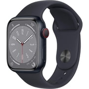 Restored Apple Watch Series 8 GPS + Cellular 41mm Midnight Aluminum Case with Midnight Sport Band - M/L. Fitness Tracker, Blood Oxygen & ECG Apps, Always-On Retina Display