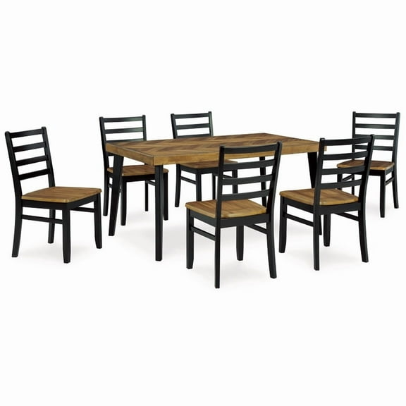 Ashley Furniture Blondon Brown & Black Dining Table and 6 Chairs - Set of 7