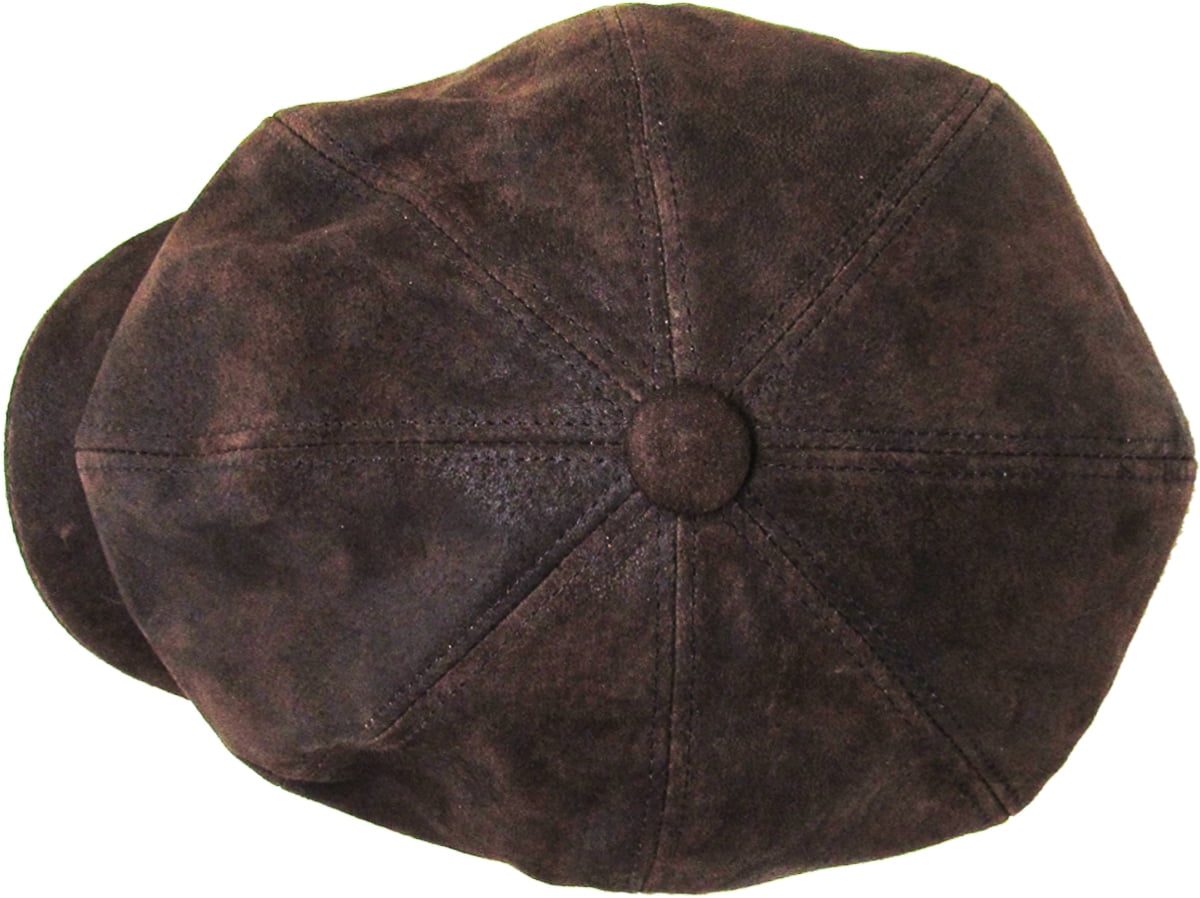 100% Genuine Leather Dark Brown Mens Ivy Hat Golf Driving Ascot Flat Cabbie Newsboy