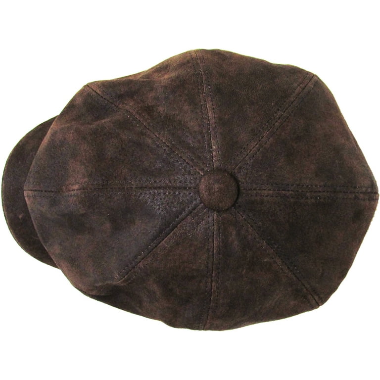 Genuine Leather Dark Brown Mens Ivy Hat, Golf Driving Ascot