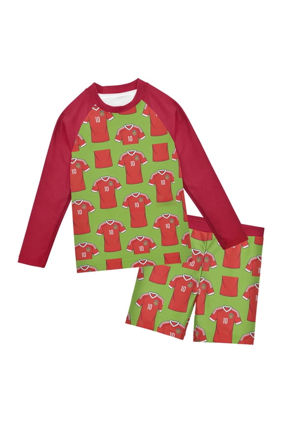Boys' Bathing Suit Sets: UPF 50+ Rash Guard Collections for 4T, Green Jersey