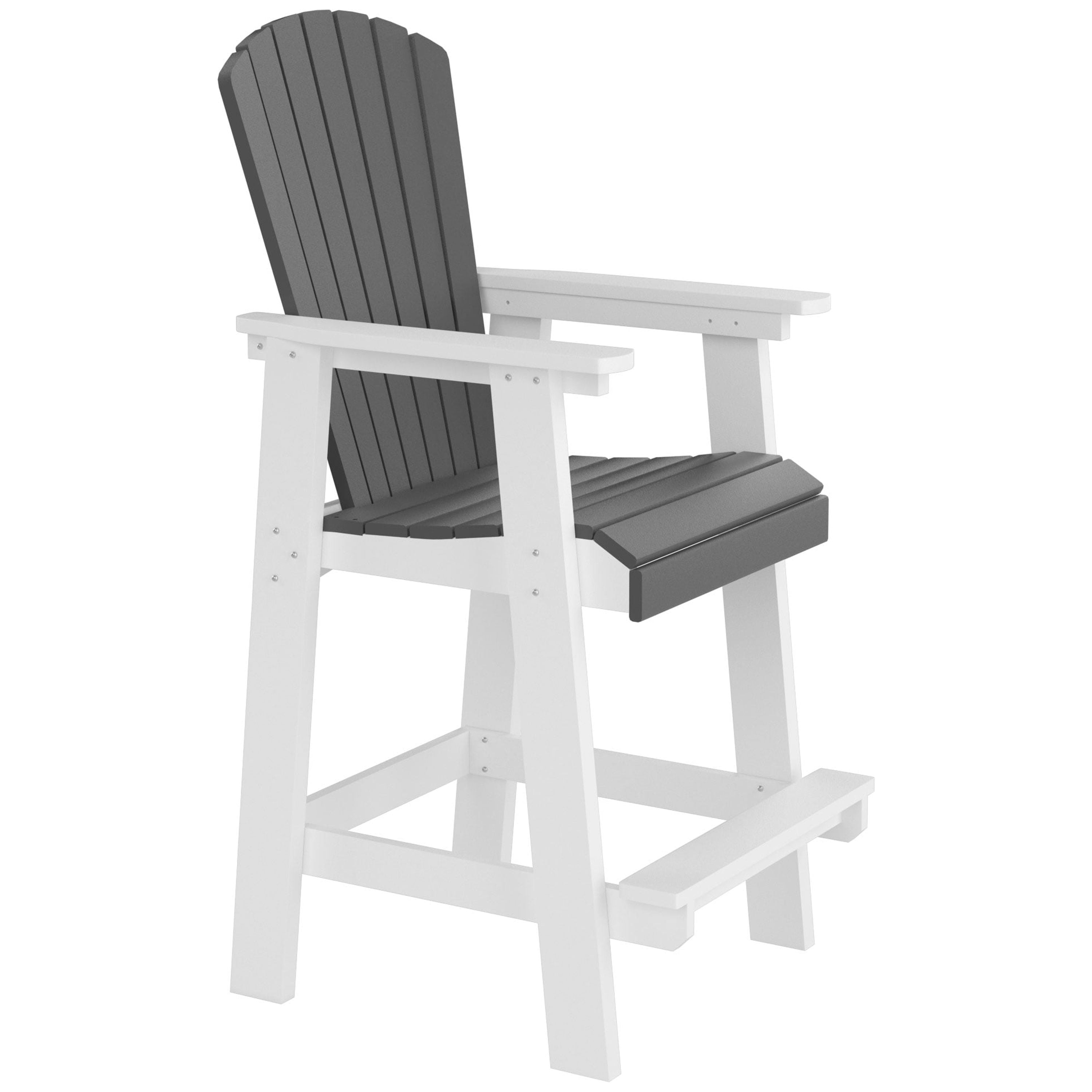 Outdoor Tall Bar Stools Set of 2, Patio Bar Stool Chair with High Back for Balcony, White and Gray