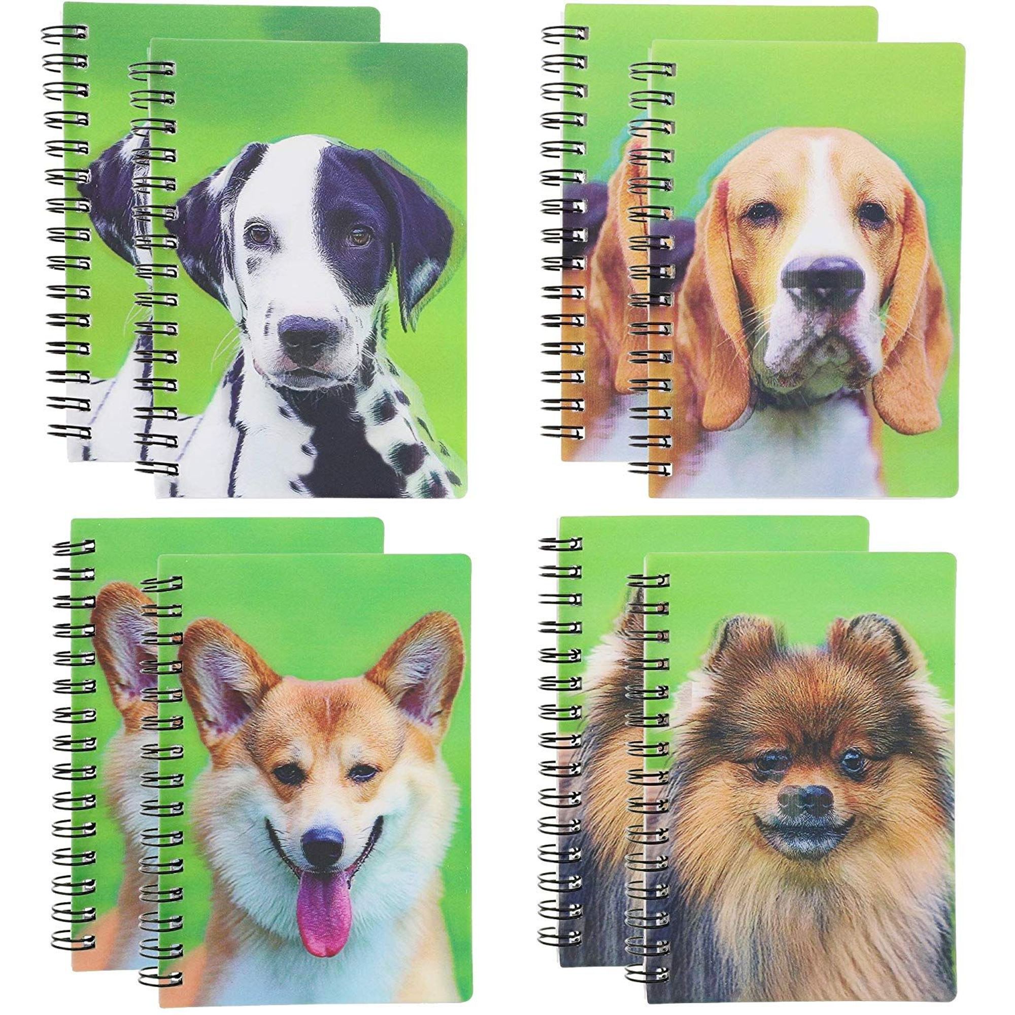 8 Packs 3D Notebook Spiral Notepads Note Pads College Ruled with Puppy