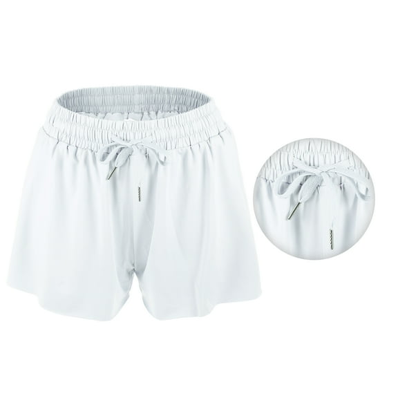 Vocoste Women Flowy Running Shorts Casual High Waisted Workout Shorts White Size S