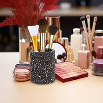 Supvox Decorative Black Makeup Brush Organizer Case Glittered Portable Storage Bucket