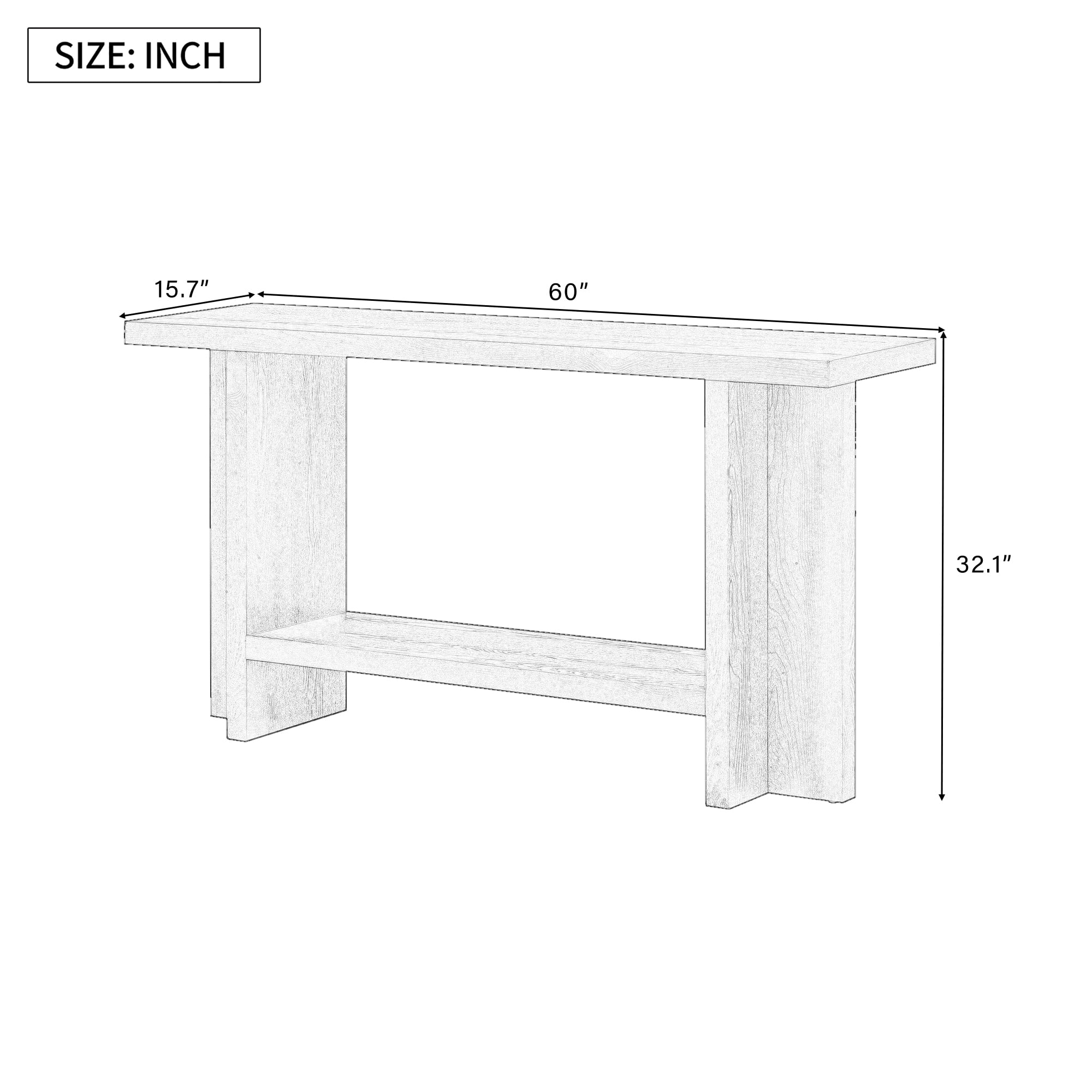 Euroco 60" Long Console Table, Retro Wood Entryway Table with T Shaped Legs and Bottom Storage Shelf, Sofa Table for Living Room, Entrance,Hallway, Foyer,Navy Blue