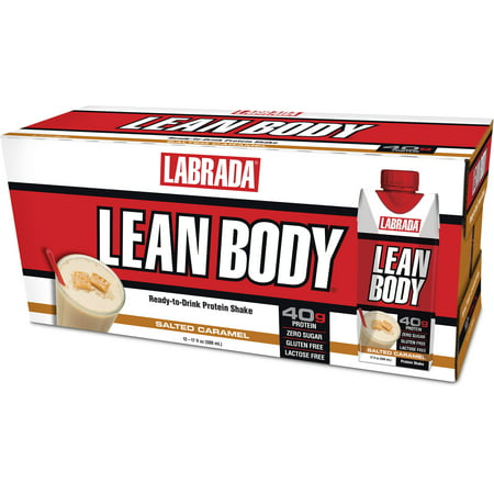 Labrada Lean Body Ready to Drink Protein Shakes, Salted Caramel, 40g Protein, 17 Fl Oz, 12