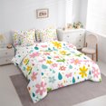 thumbnail image 4 of Manfei Cute Flower Floral 7 Pieces Bedding Comforter Set,Multicolor Polka Dots Full Bedding Set,Pink Yellow White Fitted Sheet Flat Sheet For Girls,Luxury Bedroom Decor Reversible, 4 of 9