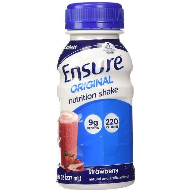 Ensure Nutrition Shake Strawberry 6/8 fl oz Bottle. Pack