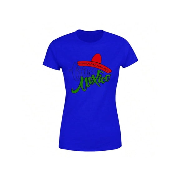 Playera De Viva Mexico Con Sombrero Charro Fiestas Patrias SeptiembreIndependencia Color Azul Talla Grande Marca Emil SaEs
