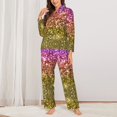 thumbnail image 3 of Junzan Glitter Rainbow Print Womens Pajama Sets,Long Sleeve Button Down For Women Pjs 2 Piece, 3 of 9