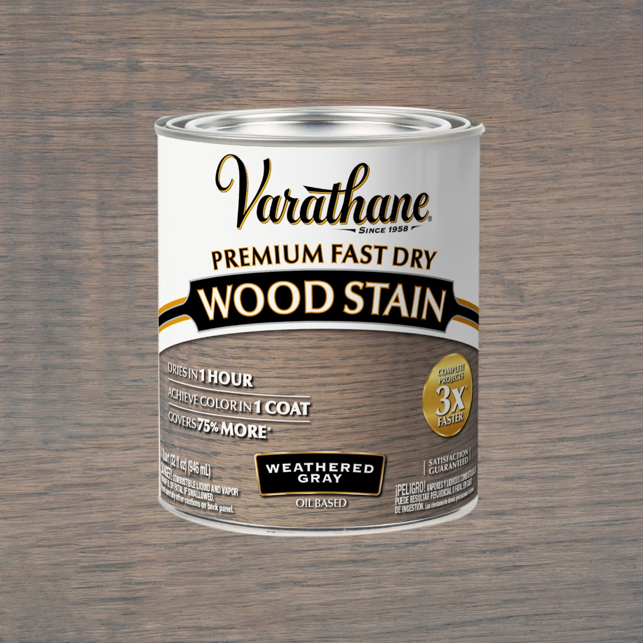 (2 pack) Weathered Gray, Varathane Premium Fast Dry Wood Stain-269394, Quart