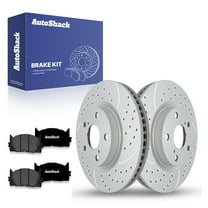AutoShack 11.66" (296 mm) Front Vented Drilled & Slotted Brake Rotors Coated   Premium Ceramic Brake Pads | Replacement for 2007-2011 Toyota Camry | Silver Matte Finish | 6-PC Brake Kit | TurboGuard