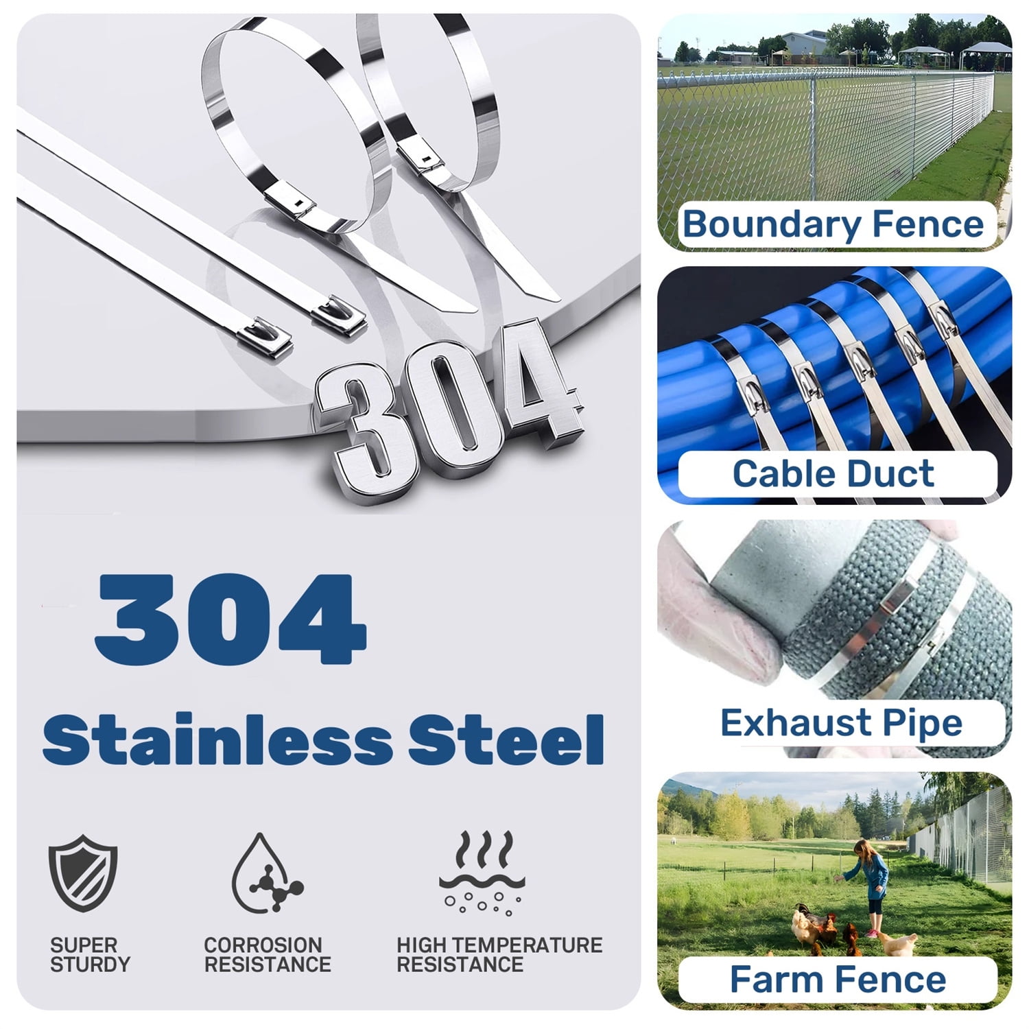 Dingrich Metal Zip Ties Tool Set, Metal Cable Tie Cutter with 150pcs Self-Locking Cable Ties, Cable Tie Tool for Fastening Cutting Stainless Steel Cable Ties, Stainless Steel Zip Ties Gun Kit