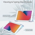 thumbnail image 3 of Funda de cuero con tapa trasera de acrílico transparente y TPU para iPad 10.2, con tapa horizontal, soporte plegable triple, portalápices y función de suspensión/activación (azul), 3 of 5