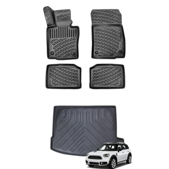 Car Floor Mats   Cargo Liner (Full SET) Compatible for Mini Countryman 2017-2022 F60 Waterproof | All Weather