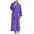 thumbnail image 2 of AnuYalue Fleece Bathrobe for Mens Casual Loose Fit Nightgown V Neck Long Sleeve Sleepwear with Pockets, 2 of 9
