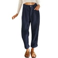thumbnail image 1 of Pantalones Casuales de Cintura Alta y Pierna Recta para Mujer, Holgados y Cómodos, con Bolsillos Azul Marino S, 1 of 6