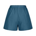 thumbnail image 5 of RYRJJ Cotton Linen Shorts for Women Trendy High Waisted Short Casual Summer Pull On Beach Wide Leg Shorts with Pockets(Blue,S), 5 of 6