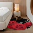 thumbnail image 3 of Round Area Rug 3 Ft, Happy Valentine's Day Washable Non-Slip Circle Carpet for Living Room/Bedroom, Romantic Red Roses Black Low-Profile Small Floor Mats Collection Rugs for Indoor, 3 of 7