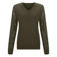 thumbnail image 4 of UJNDER Women's Solid Color Long Sleeve Knit Sweater Soft Comfortable Pullover Top for Fall Casual Outfits Army Green XXL, 4 of 5