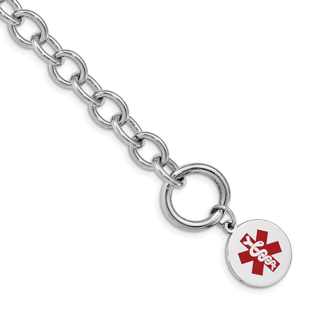 Auriga 925 Sterling Silver Enamel Disc Id Bracelet 7.75inch for Women(L- 7.75inch, W- 16mm)