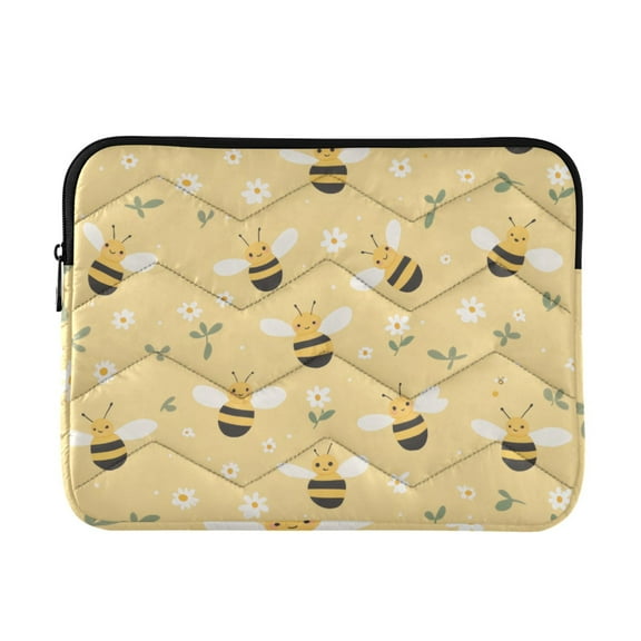 FORMRS 13-13.3 inch Laptop Sleeve Case Soft Carrying Quilted Computer Bag Cover, Cute Bee Pattern