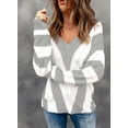 thumbnail image 3 of HOTAPEI V Neck Sweaters for Women Color Block Striped Knitted Sweater Long Sleeve Pullover Sweaters Knit Tops, 3 of 6