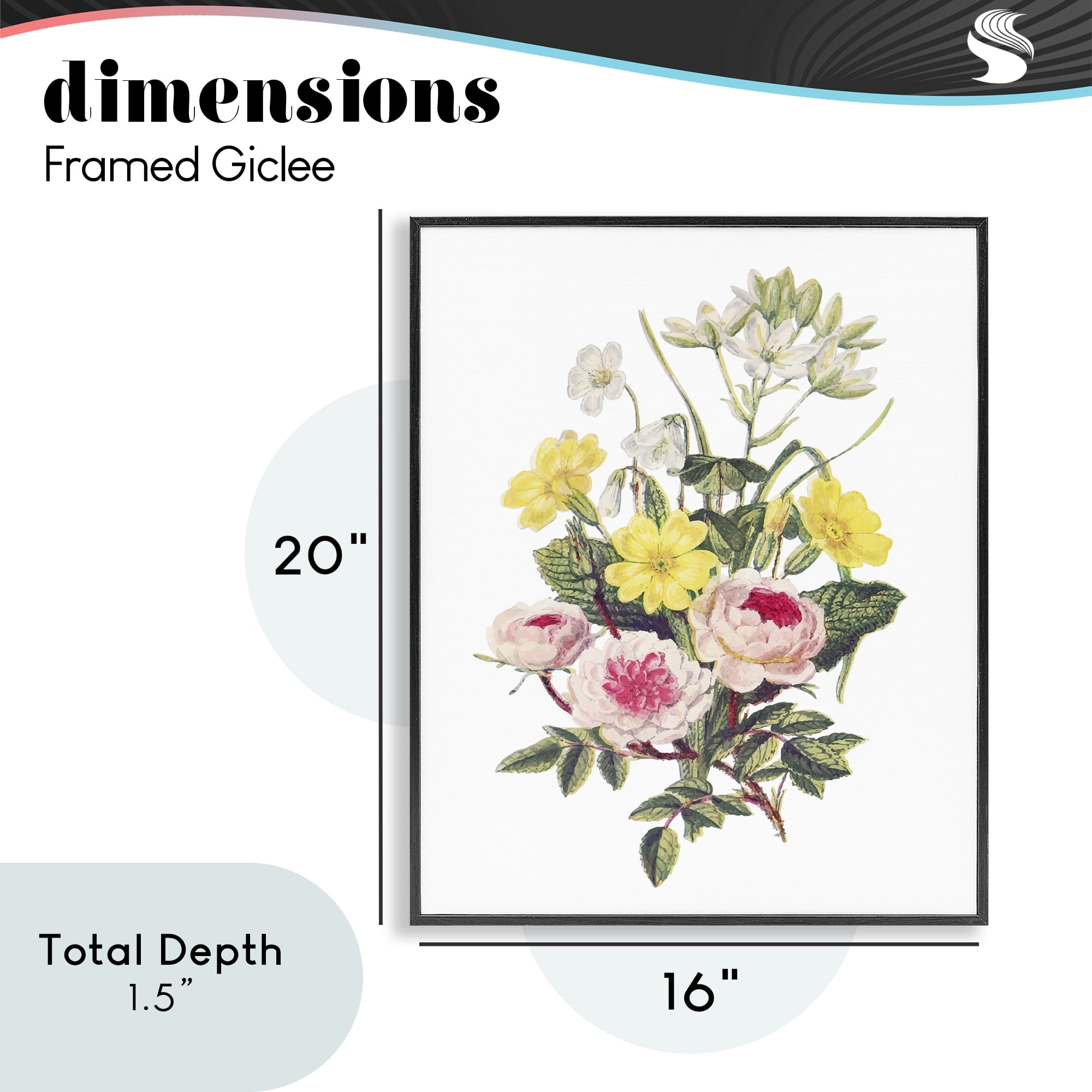 Bushel of Wild Florals Black Framed Giclee Art, design by Lettered and Lined