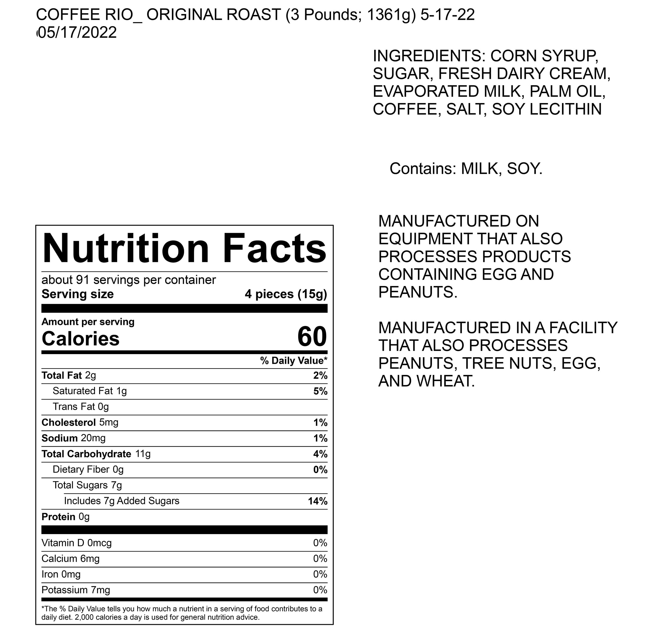 Adams & Brooks Coffee Rio Coffee Candy Bulk Candy 3 Pound Bag – Individually Wrapped Coffee Candies, Kosher Candy (Coffee Caramels)
