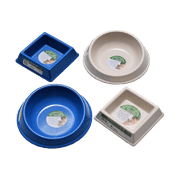 The Green Pet Shop Cat Bamboo Square Food Bowl Blue