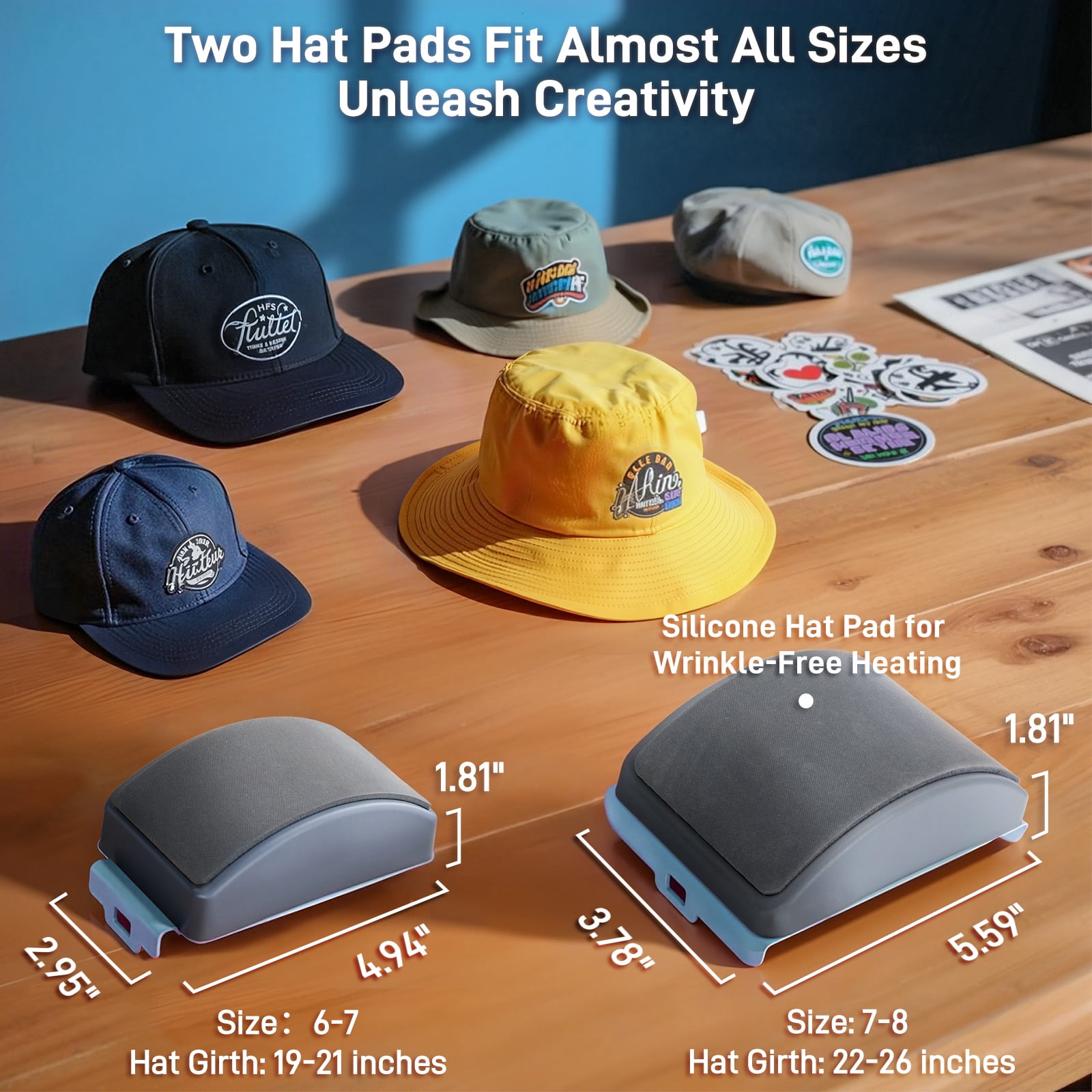 Hat Heat Press Machine,GOCHIFIX Automatic Hat Heat Press with 2pcs Interchangeable Platens for Caps Hats T-Shirts and HTV Iron On and Sublimation Projects,Blue