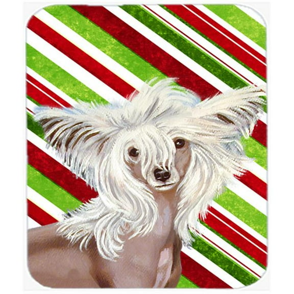 Chinese Crested Candy Cane Holiday Christmas Mouse Pad, Hot Pad Or Trivet