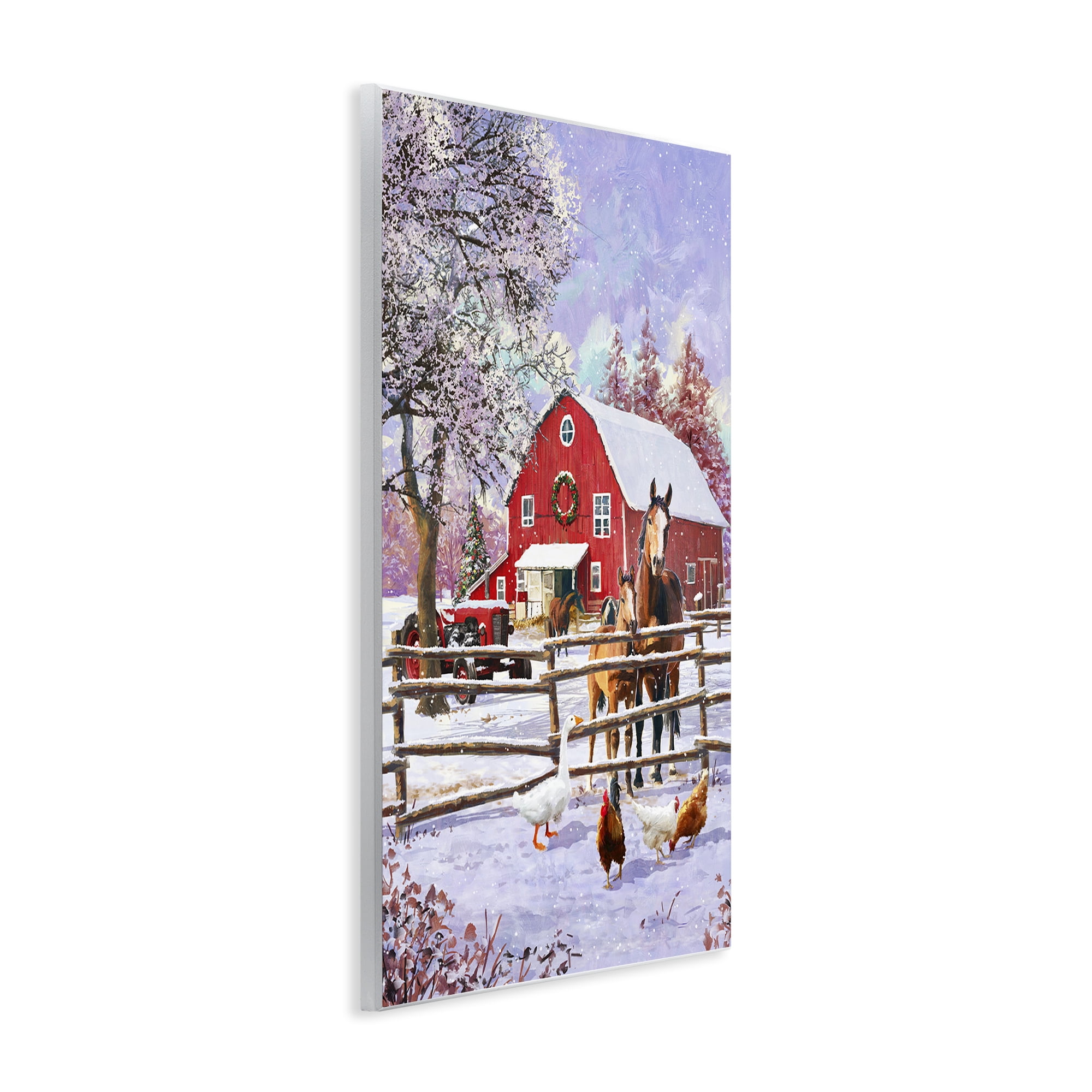 Stupell Industries Winter Farm Scene Holiday Painting Unframed Art