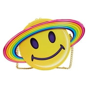Loungefly Lisa Frank Yellow Rainbow Ring Saturn Smiley Crossbody Bag