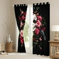 thumbnail image 3 of Manfei Romantic Gothic Skeleton Blackout Curtains Set of 2 (52x84 Each) for Kids, Pink Flower Plant Window Curtains, Horror Crow Curtains and Drapes, Window Curtains Room Decor, 3 of 6