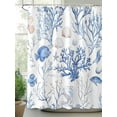 thumbnail image 2 of Fsddascl Blue Coastal Shower Curtain Set - 36" x 78" Washable Bathtub Curtain with 12 Hooks, Summer Ocean Fish Shell Waterproof Fabric Stall Shower Curtains for Bathroom/Bathtub Décor, 2 of 6