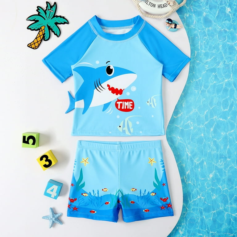 URMAGIC Toddler Baby Boys Swimsuit Bathing Suits Set 2 Piece Short Sleeve Rash Guard Swimwear Swim Trunks Set Sunsuit UPF 50 1 5 Years Walmart