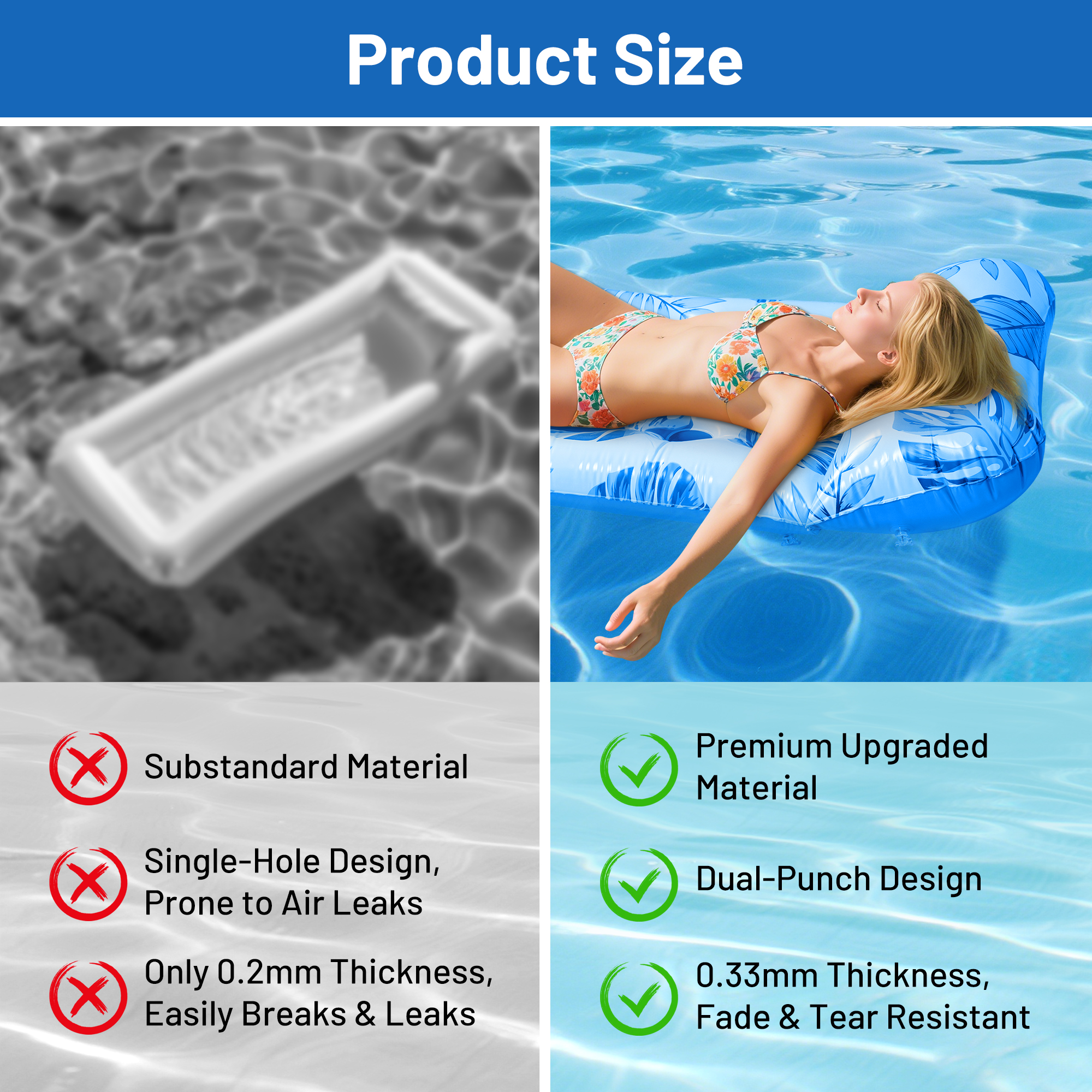 ANSFIL 2-Pack Inflatable Pool Float Lounger with Headrest photo 8