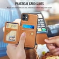 thumbnail image 3 of Case for iPhone 11, Detachable Magnetic Wallet Credit Card Cash Slot Case Support Wireless Charging Functional Kickstand Compatible with MagSafe Phone Cover For iPhone 11,Brown, 3 of 12